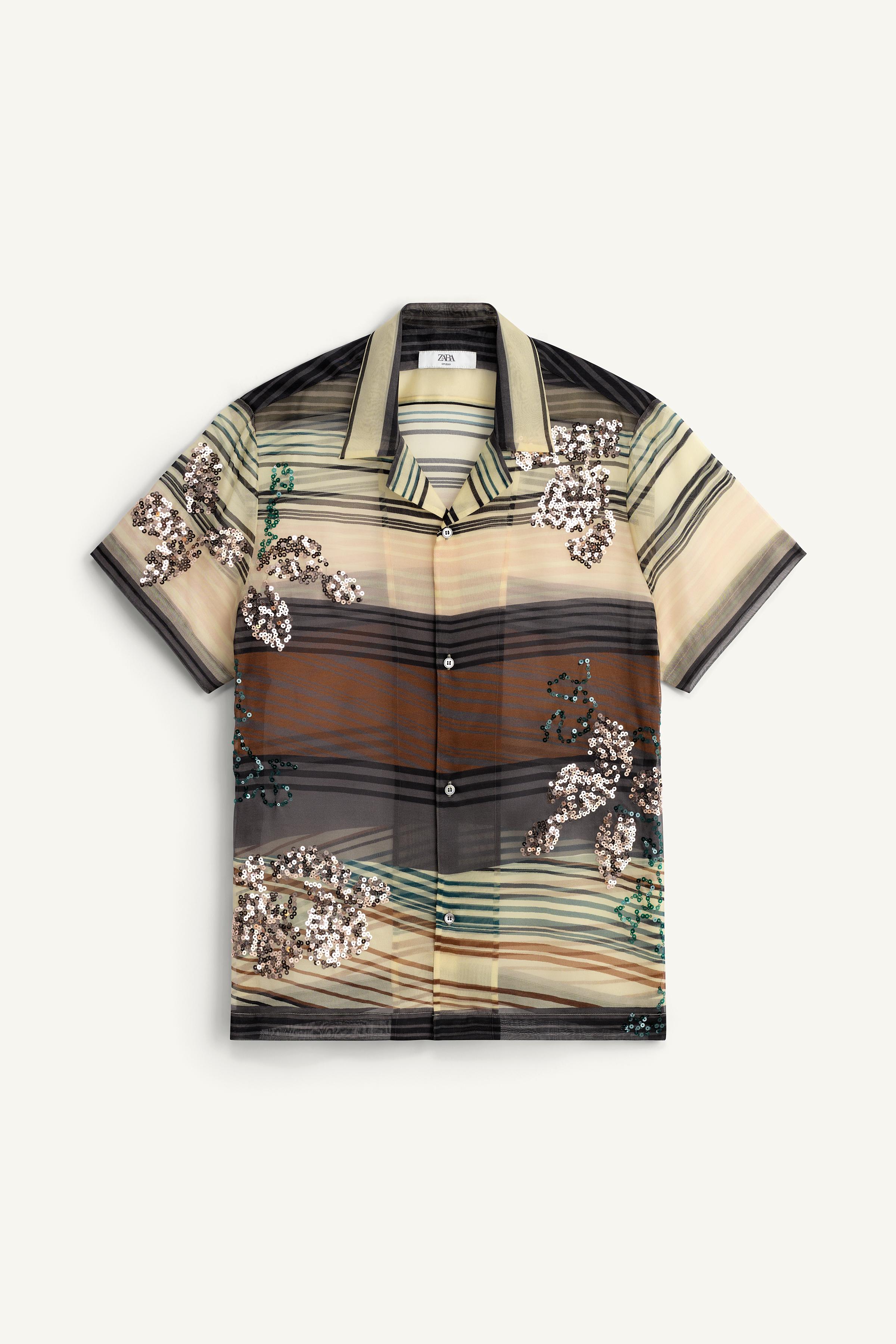CHEMISE EN ORGANZA 100% SOIE PAILLETTES